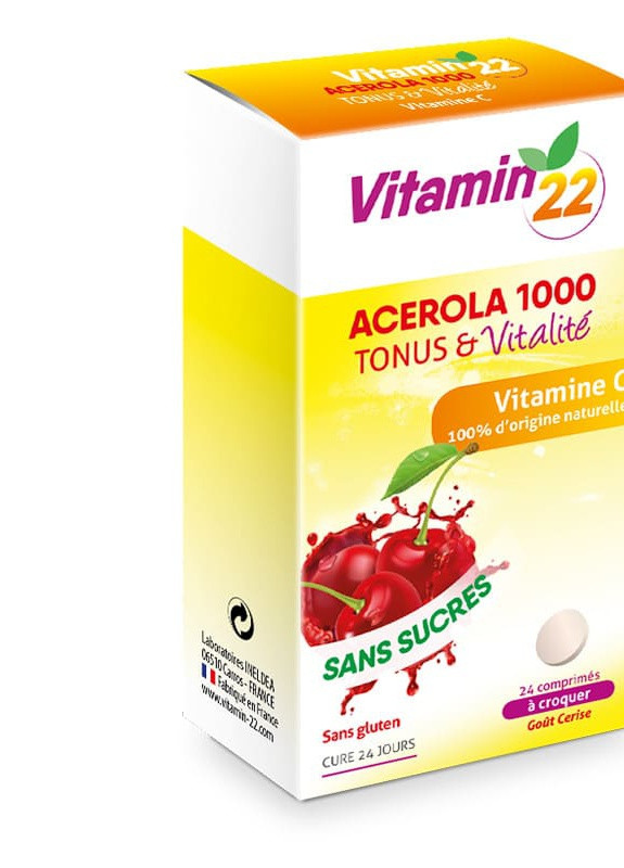 ACEROLA 1000 VITAMINE C NATURELLE 24 Chewable Tabs Vitamin'22 (258498855)