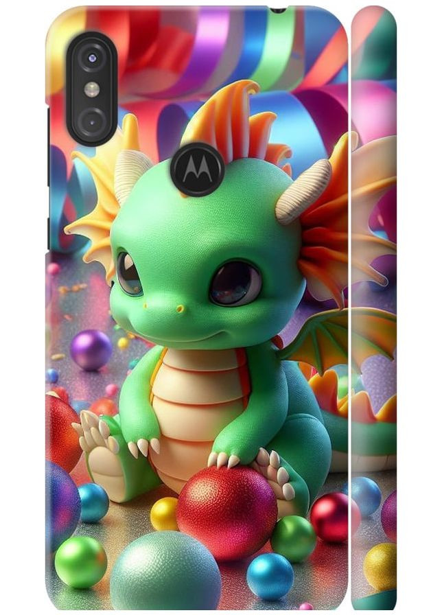 3D пластиковый матовый чехол 'Веселый дракончик' для Endorphone Motorola One Power (275463434)