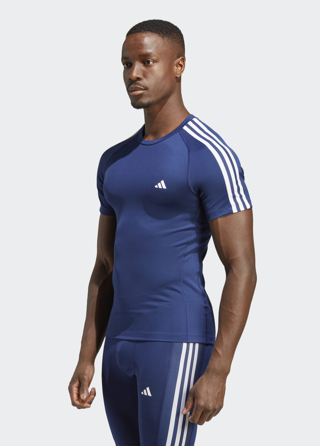 Синяя футболка для тренировок techfit 3-stripes adidas