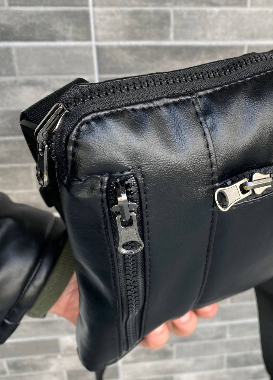 Мужская сумка барсетка через плечо мессенджер на 5 отделений черная экокожа Slim Yupiter No Brand (258243779)