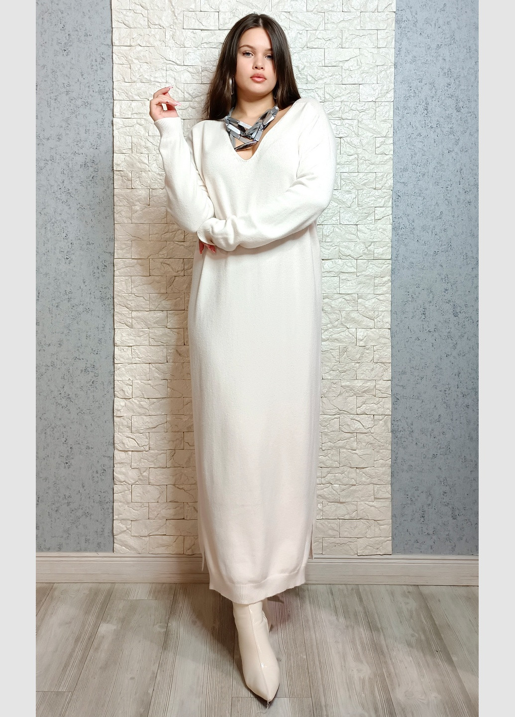 Молочна кежуал сухня сукня светр New Collection однотонна