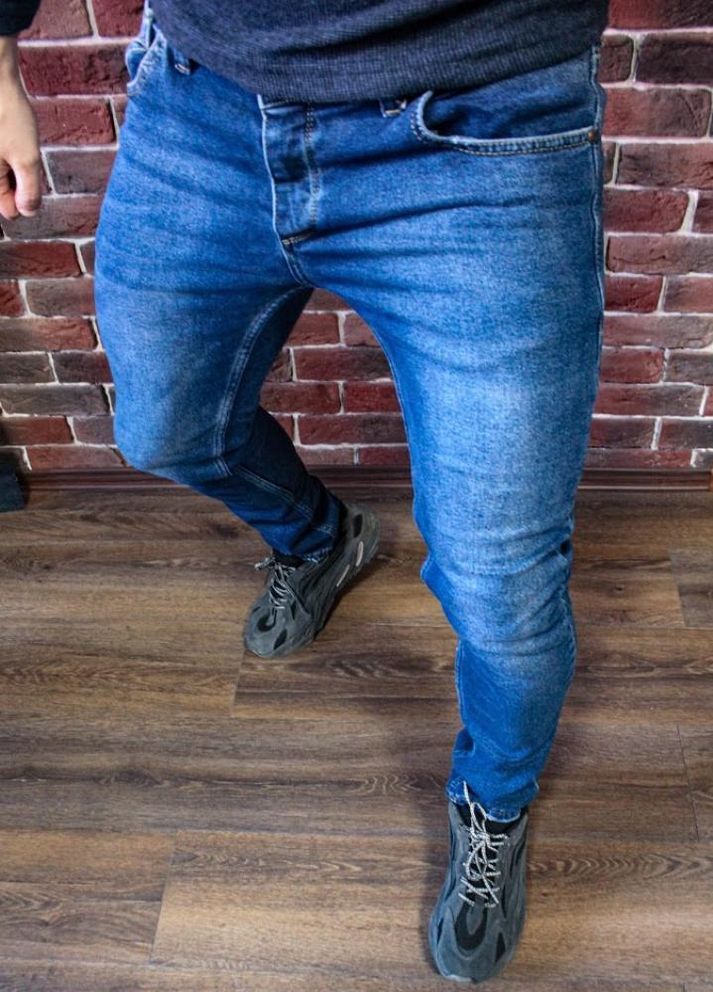 Сині чоловічі джинси без декору No Brand (262089202)