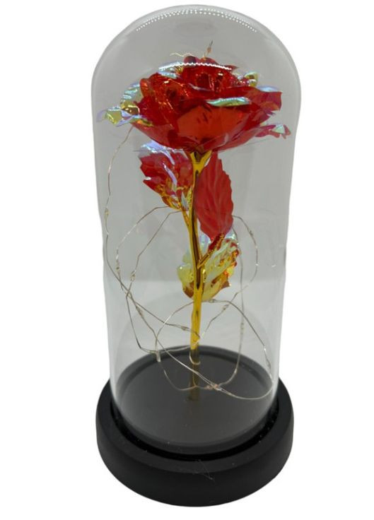 Роза в колбе с мишкой led красная | вечная роза под стеклом No Brand (277976158)