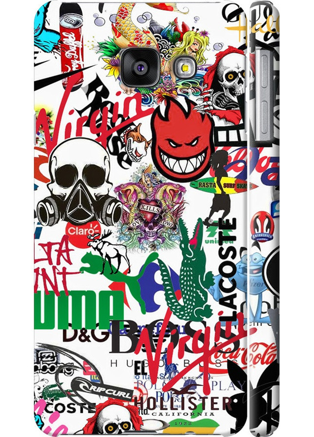 3D пластиковый матовый чехол 'Many different logos' для Endorphone Samsung Galaxy A3 (2016) A310F (257795301)