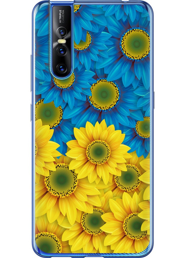 2D пластиковый чехол 'Жёлто-голубые цветы' для Endorphone Vivo V15 pro (258780859)