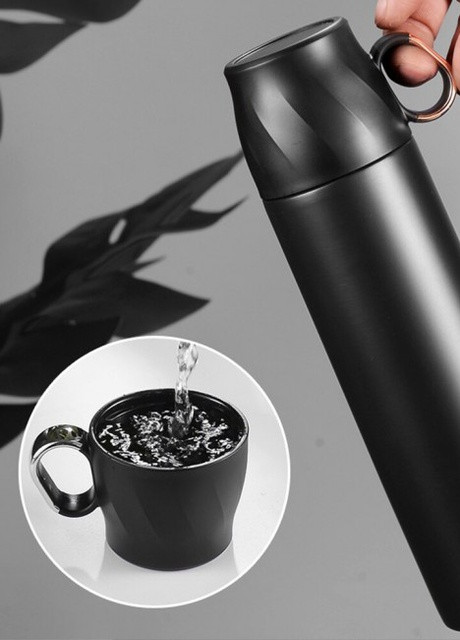 Металлический термос Mini ring cup с крышкой-чашкой, 500 мл - черный More (258001026)