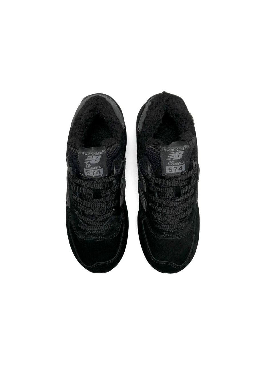 Чорні зимовий кросівки жіночі, вьетнам New Balance 574 All Black Fur