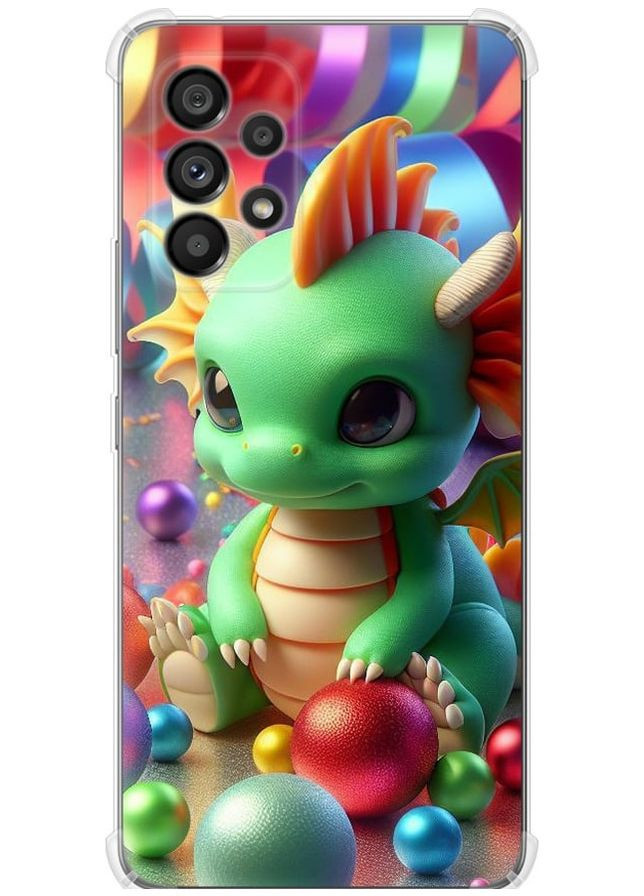 Силіконовий протиударний с посиленими кутами чохол 'Веселий дракончик' для Endorphone Samsung Galaxy A53 A536E (275460252)