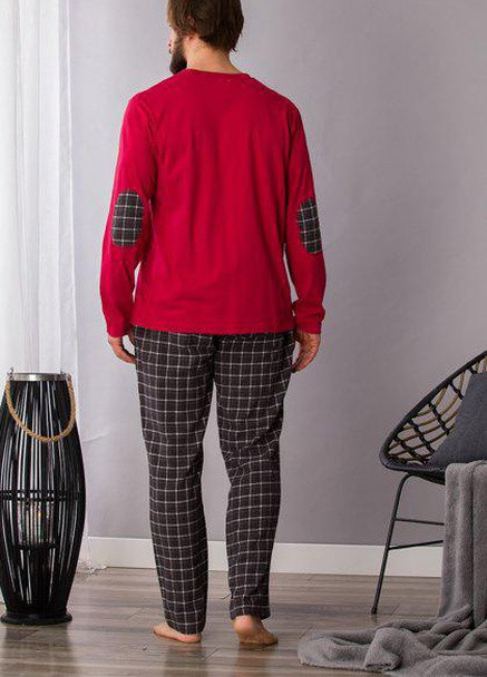 Пижама мужская MNS 432 B21 кофта + брюки красная домашняя (С) Key (257043120)