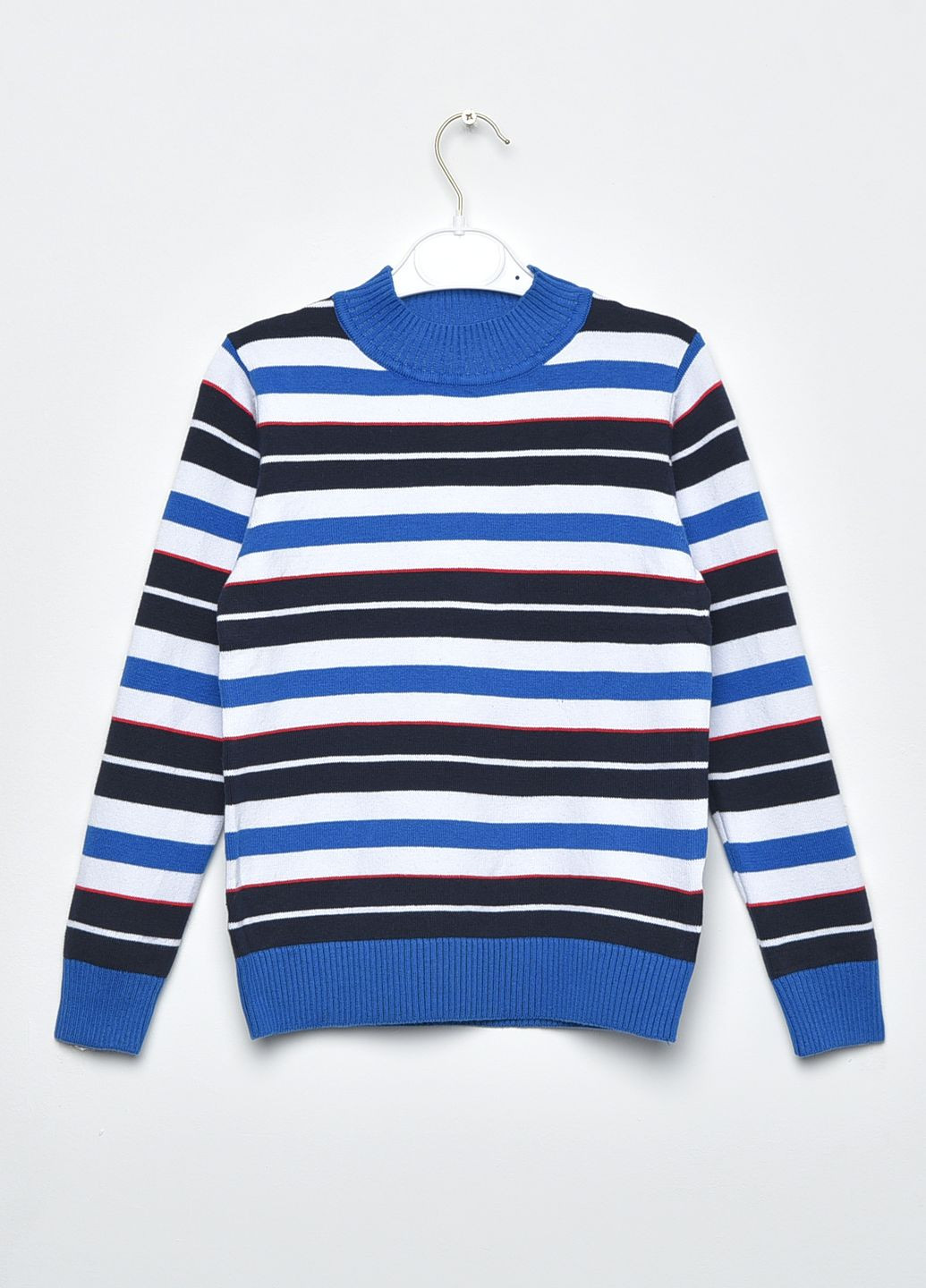 Комбінований демісезонний светр дитячий для хлопчика в смужку пуловер Let's Shop