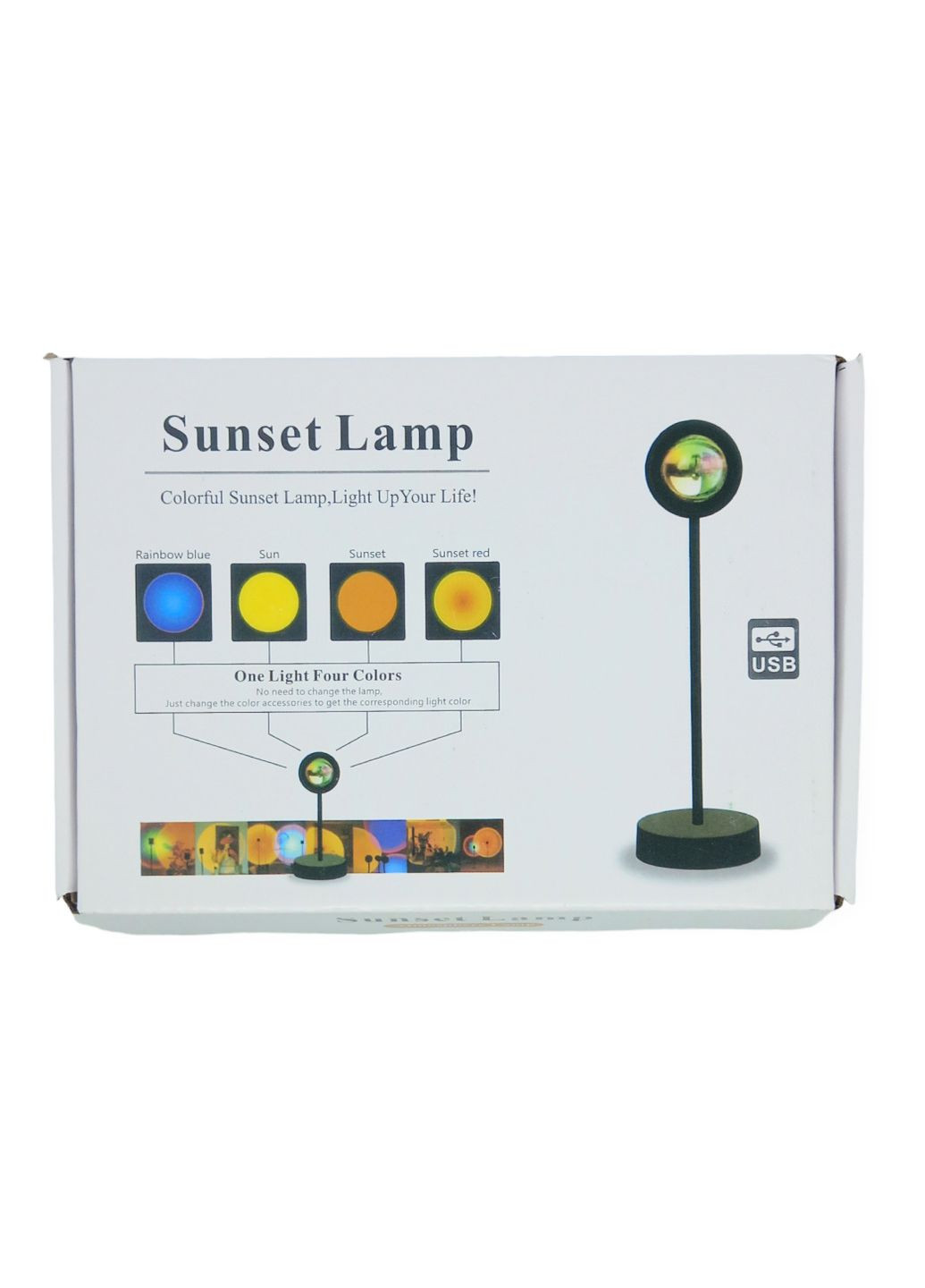 Проєкційний світильник лампа з ефектом світанку та заходу з пультом USB ЮСБ 4 режими освітлення sunset lamp No Brand (260623728)