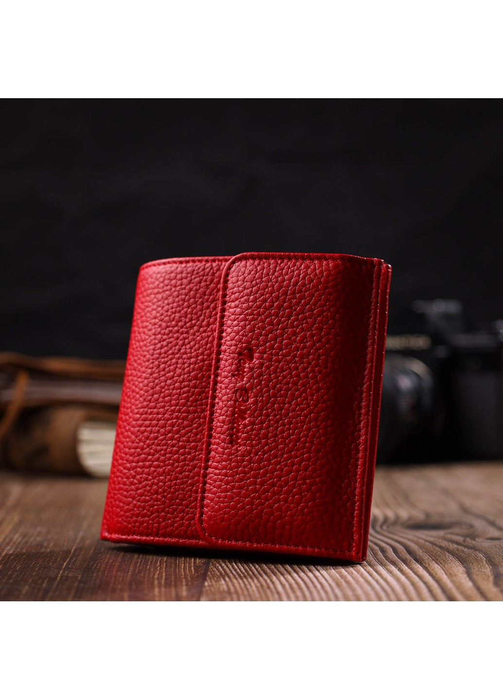 Яскравий жіночий гаманець із місткою монетницею на кнопці з натуральної шкіри 22011 Червоний Tony Bellucci (262158020)