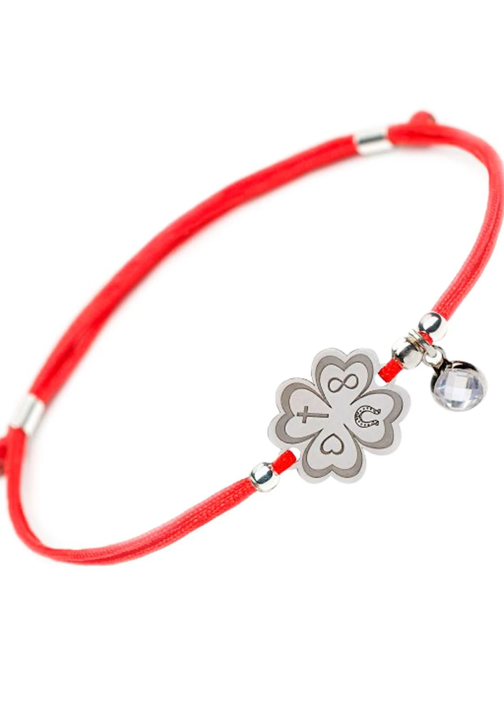 Серебряный браслет Красный Клевер Четырехлистный регулируеться Family Tree Jewelry Line (266042178)