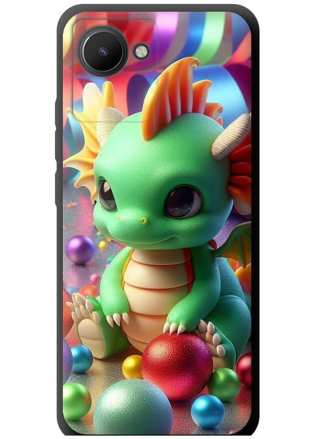 TPU черный чехол 'Веселый дракончик' для Endorphone Realme C30 (275457632)