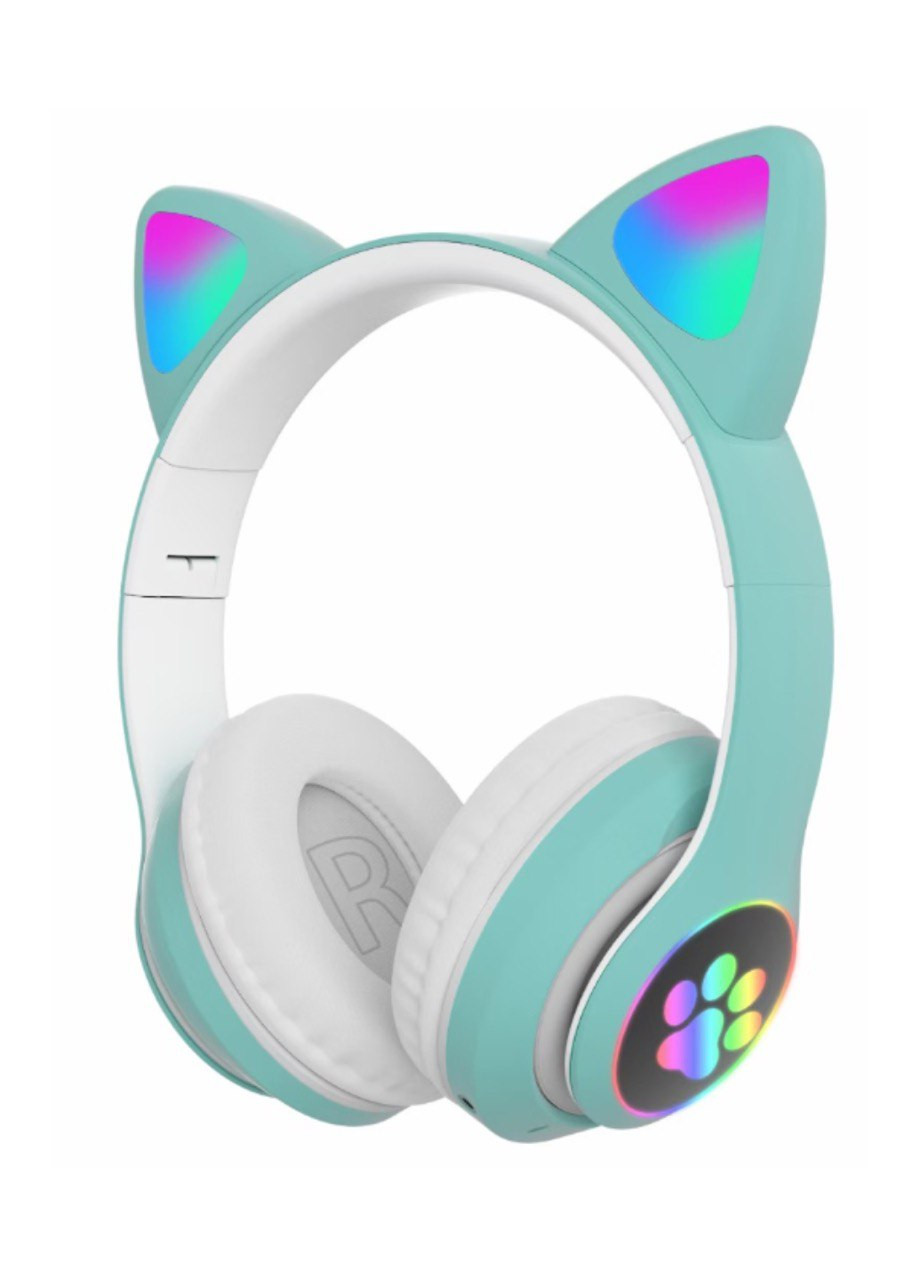Наушники с кошачьими ушками Bluetooth Мятные No Brand stn-28 (260495651)
