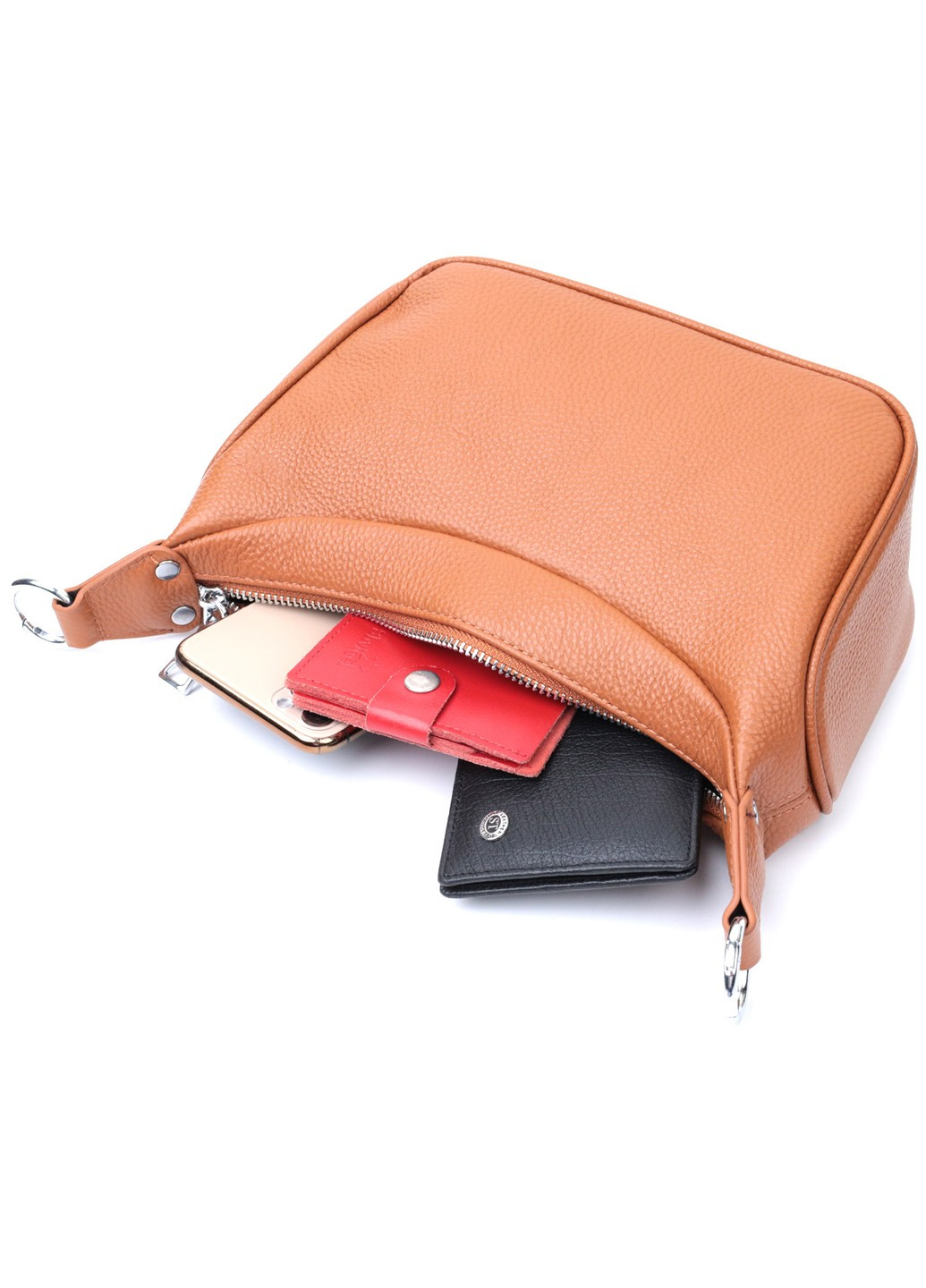 Женская сумка полукруглого формата с одной ручкой из натуральной кожи 22413 Коричневая Vintage (276461826)