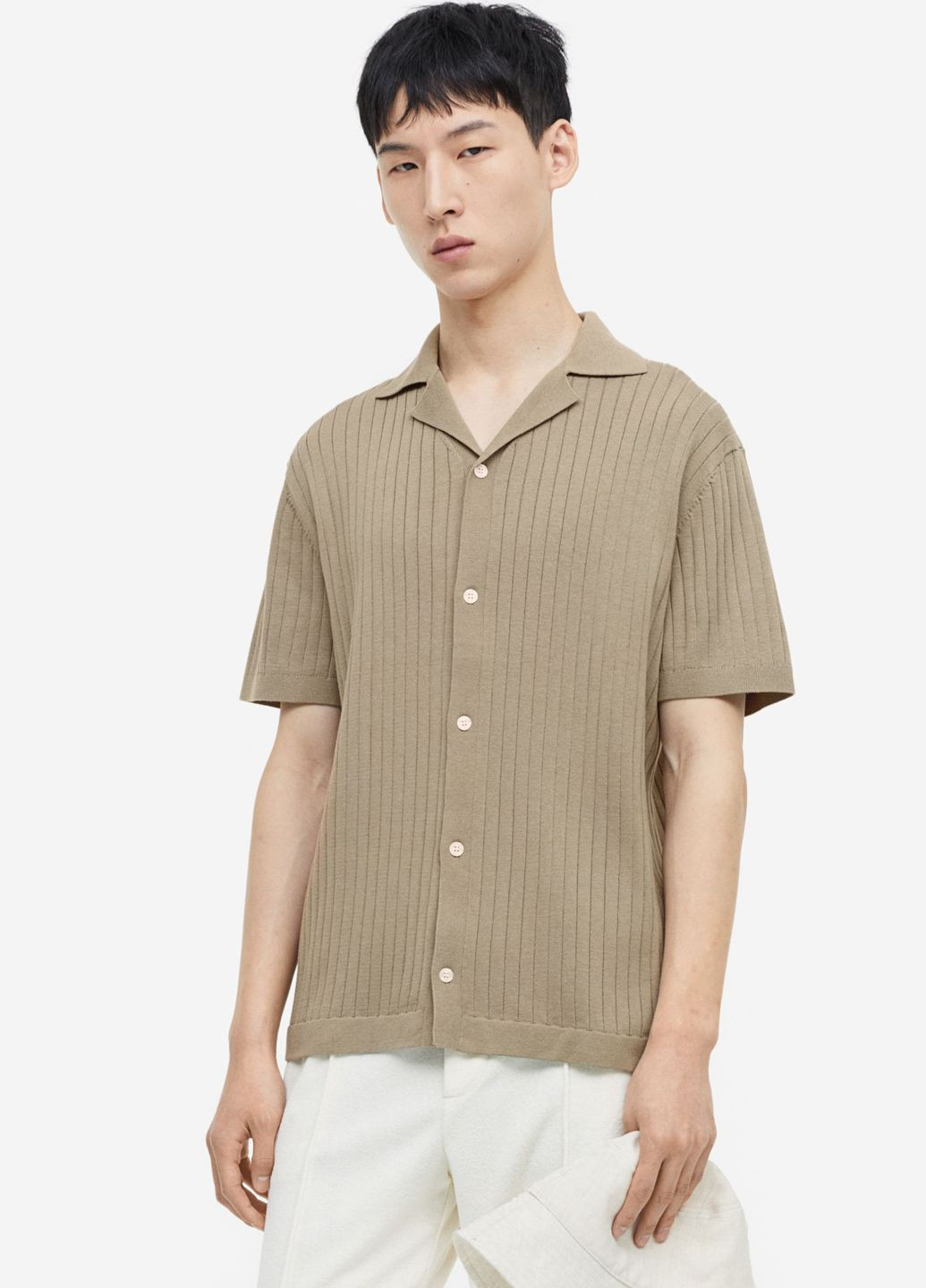 Оливковковая (хаки) повседневный рубашка однотонная H&M