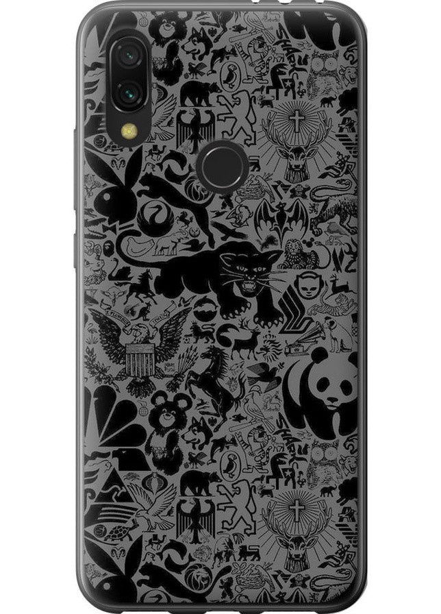 2D пластиковый чехол 'Чёрно-серый стикер бомбинг' для Endorphone Xiaomi Redmi 7 (259319895)