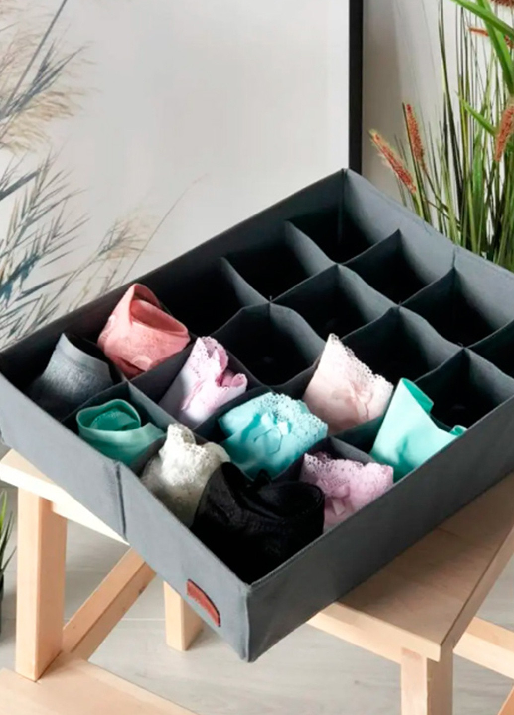 Органайзер для білизни й шкарпеток, великий, на 20 комірок (сірий кольору) Organize (259500984)