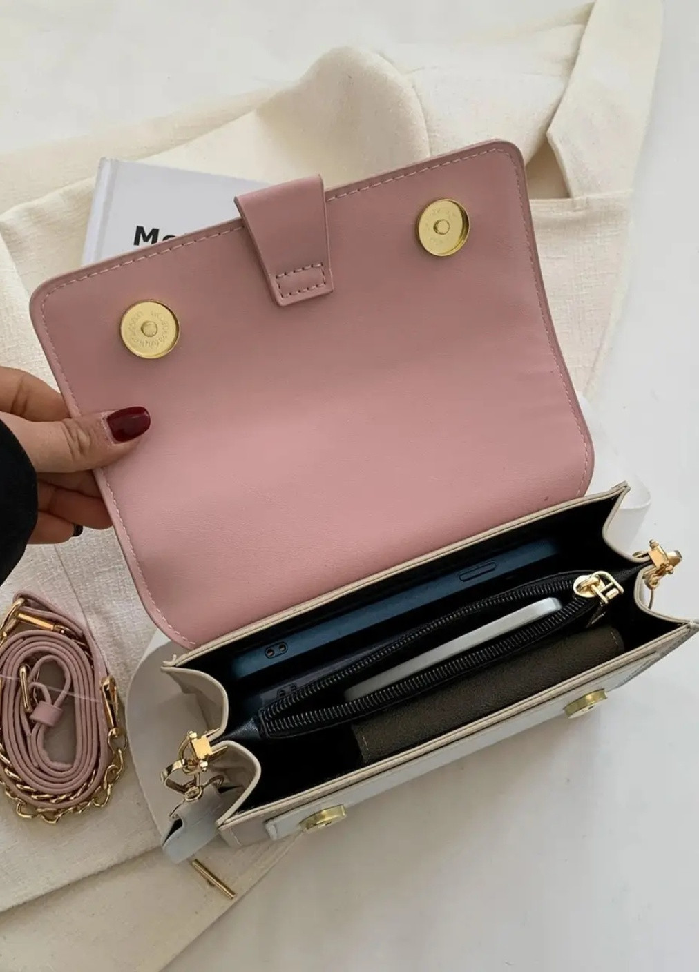 Женская классическая сумочка через плечо кросс-боди розовая No Brand (257007443)