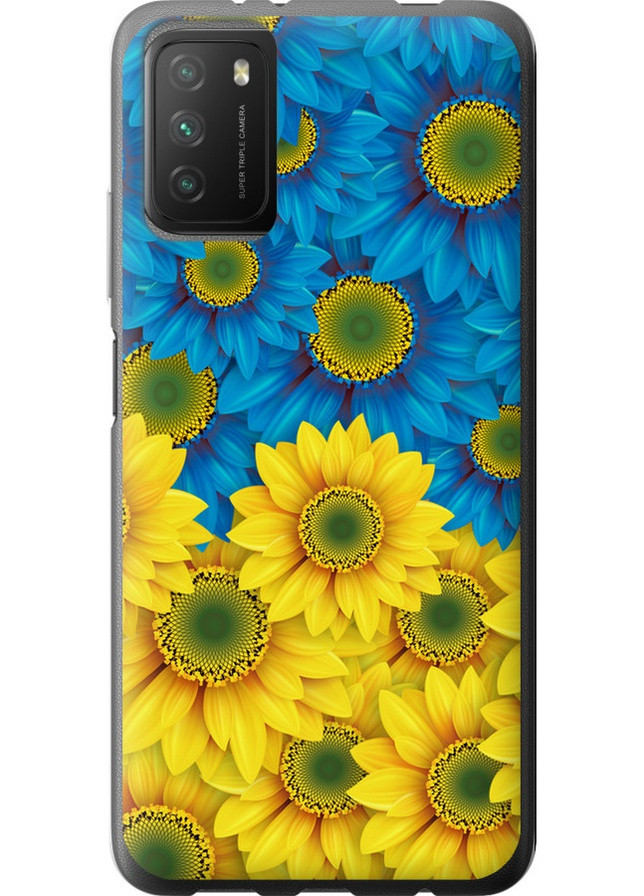 Силиконовый чехол 'Жёлто-голубые цветы' для Endorphone xiaomi poco m3 (257833677)