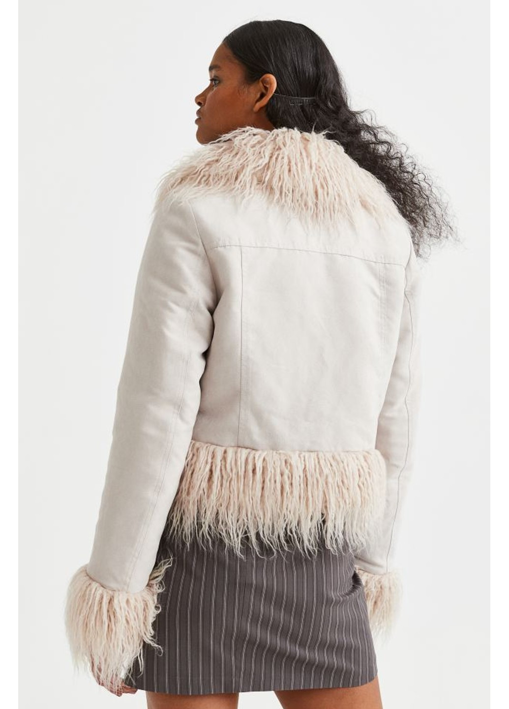 Бежевая демисезонная женская куртка с шалевым воротником (10036) м бежевая H&M