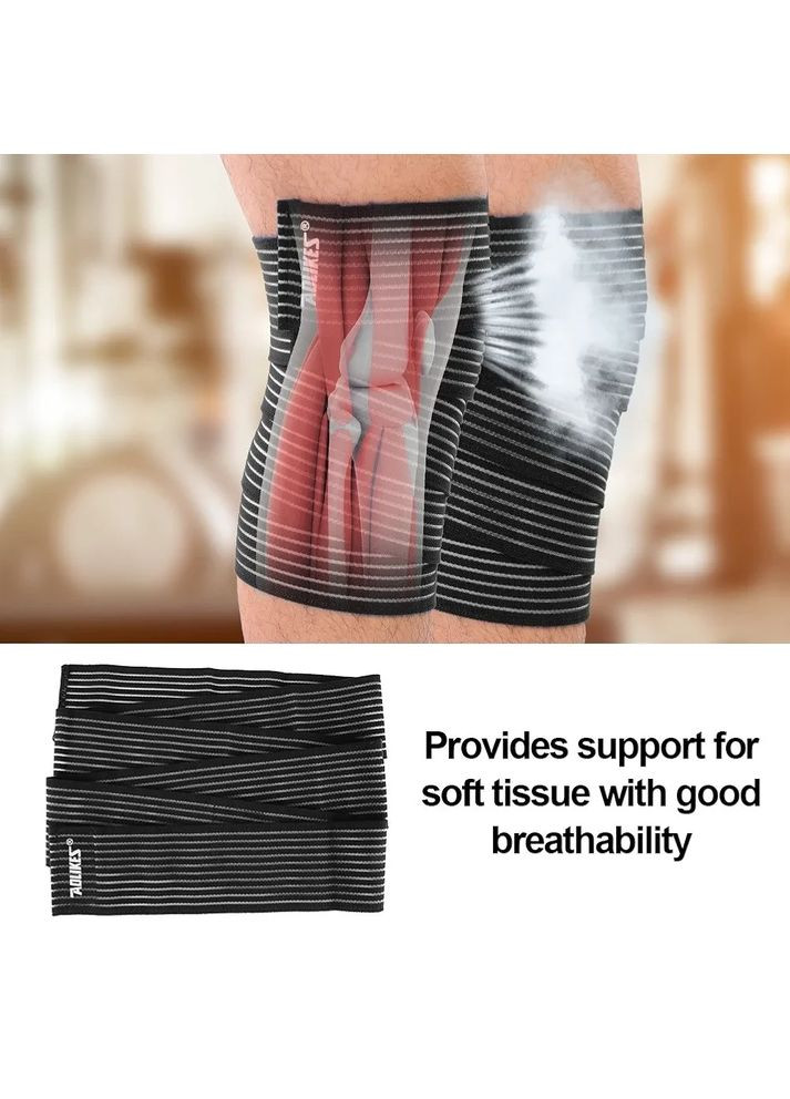 Еластична пов'язка для коліна унісекс 70 см Чорна AOLIKES (349744696)