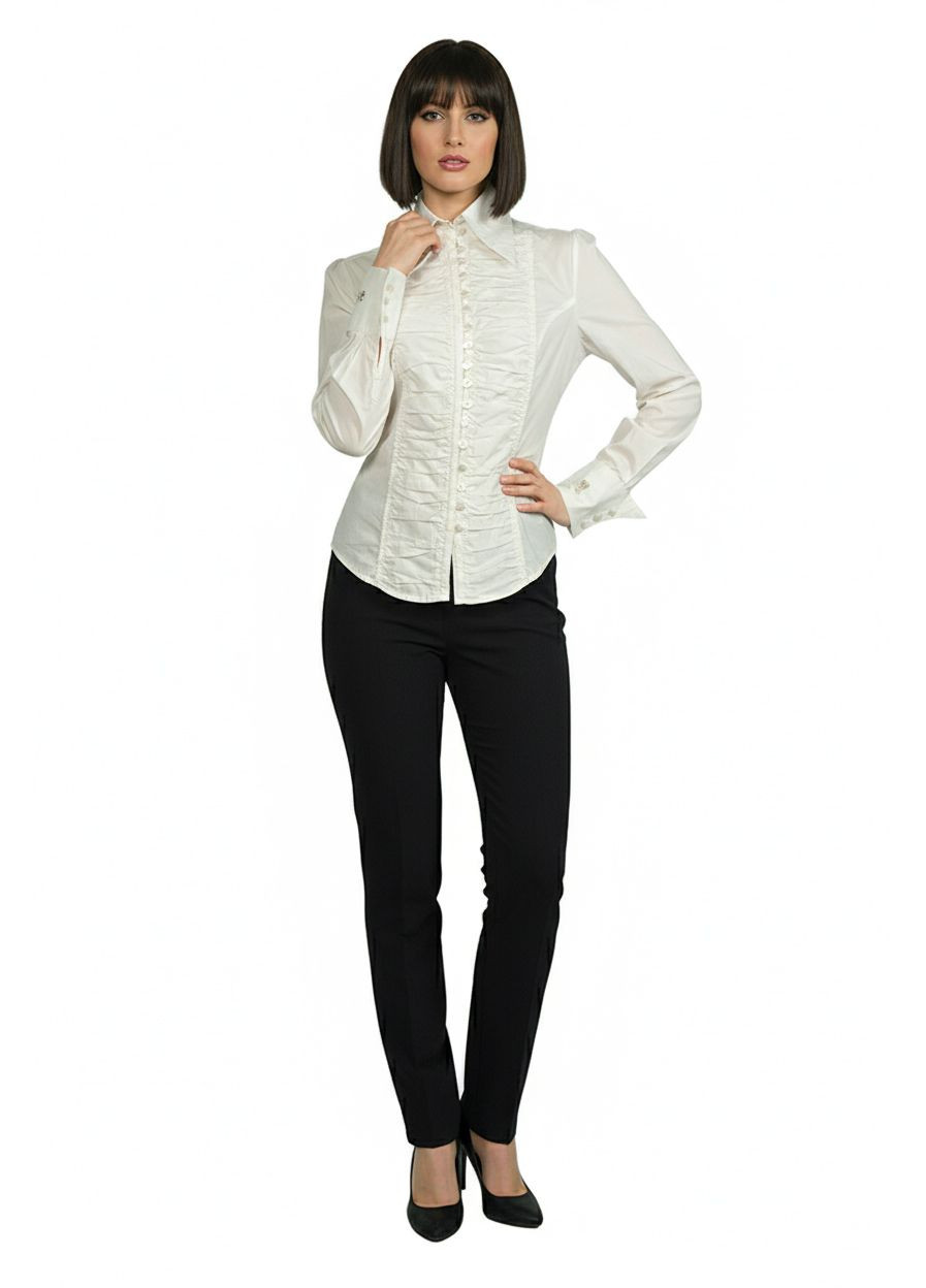 Біла жіноча блуза з рюшами фіолетовий Lowett