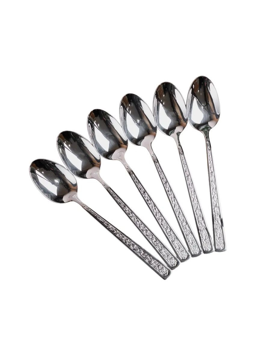 Набір чайних ложок 6 штук з фактурою, хром TS Kitchen (323652624)