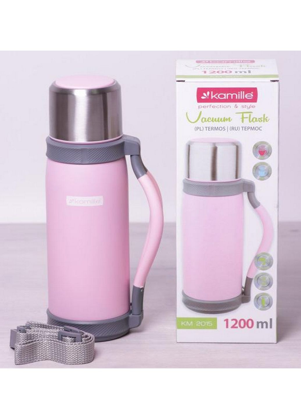 Термос с ремешком и ручкой 1200 мл Kamille (289461917)