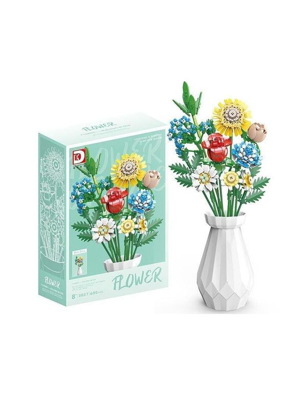 Конструктор Букет цветов в вазе (600 деталей) 3027 No Brand (317439301)