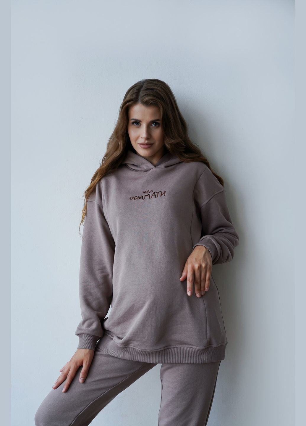 Трикотажний спортивний костюм для вагітних та годуючих трьохнитка капучино Мамин Дім (302886242)