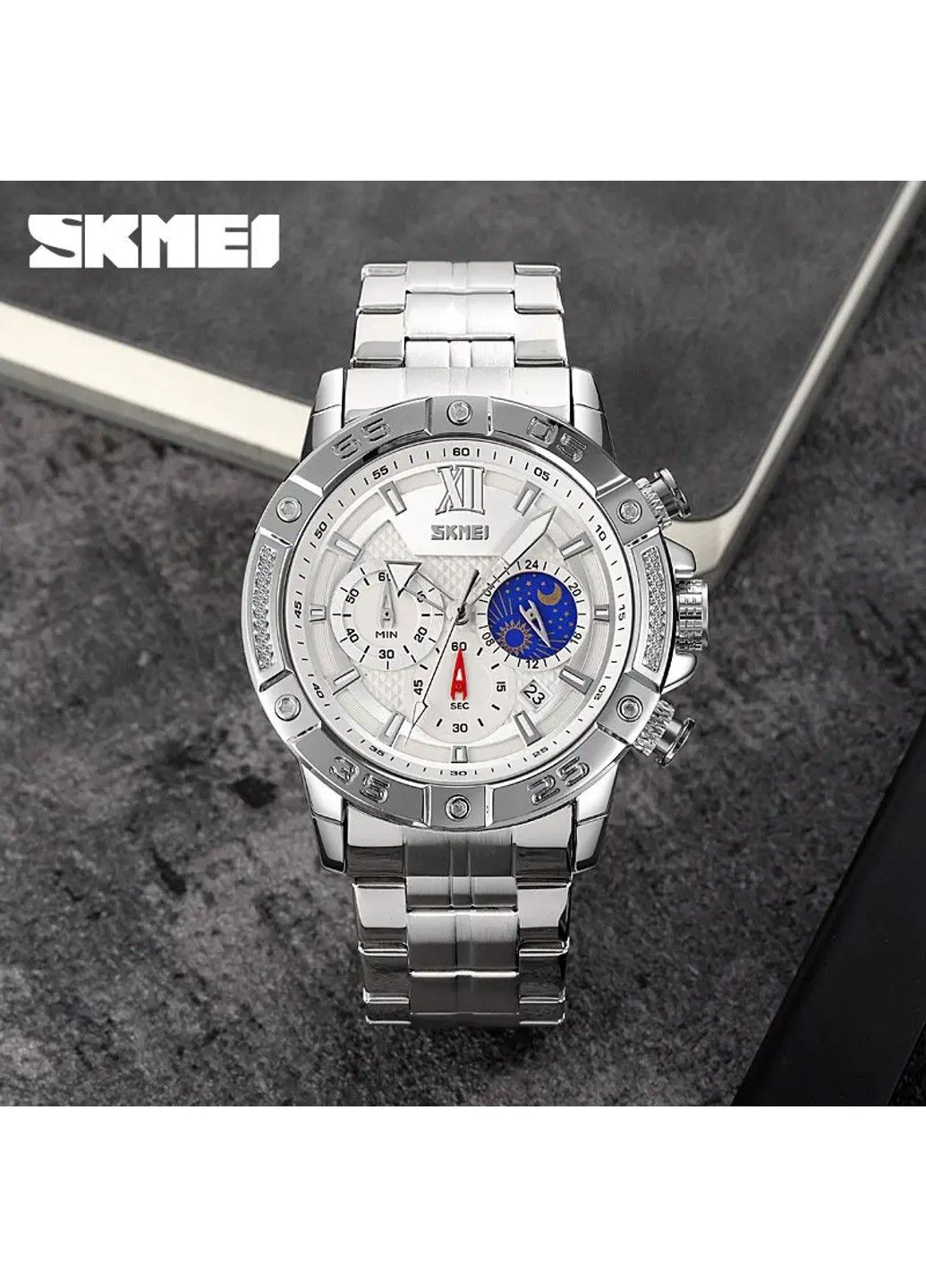 Чоловічий класичний годинник на браслеті 9235 (Сріблястий) Skmei (314484001)