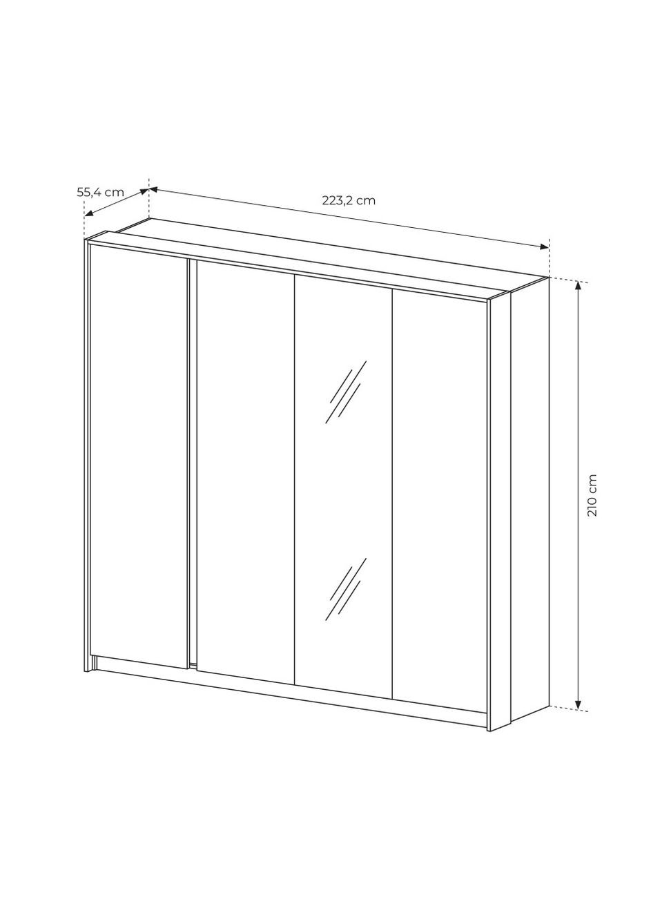 Шафа для одягу Даст / Dast 4-дверна з дзеркалом 4D/220 Беж (PFH-091011) Perfect Home (368288897)