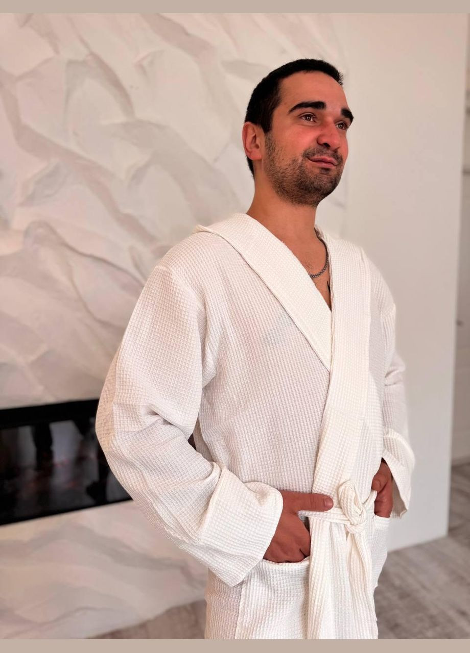 Халат вафельний чоловічий Білий (П4К-al-hal-vafel-m-003-02) No Brand (356515916)