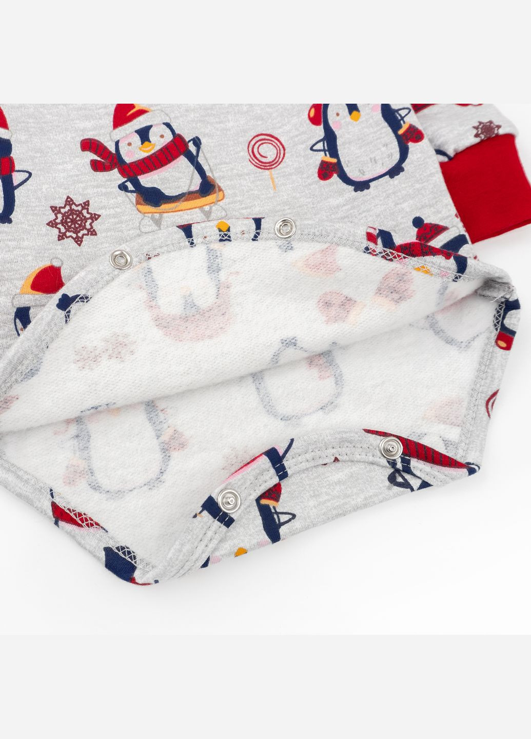 Боді новорічне з високою горловиною та начосом з пінгвінами Christmas penguin Сірий dexter's (315321192)