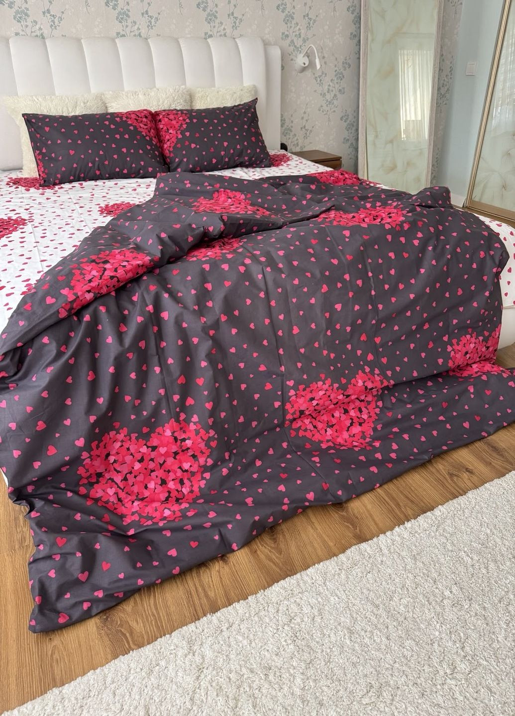 Постільна білизна бязь Закохані серця двоспальний 180х220 No Brand (320711232)