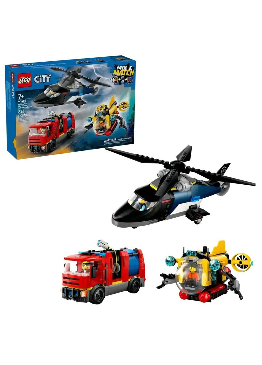 Конструктор City Ремікс вертольотів пожежних машин та підводних човнів, 874 деталі () Lego 60462 (328401667)