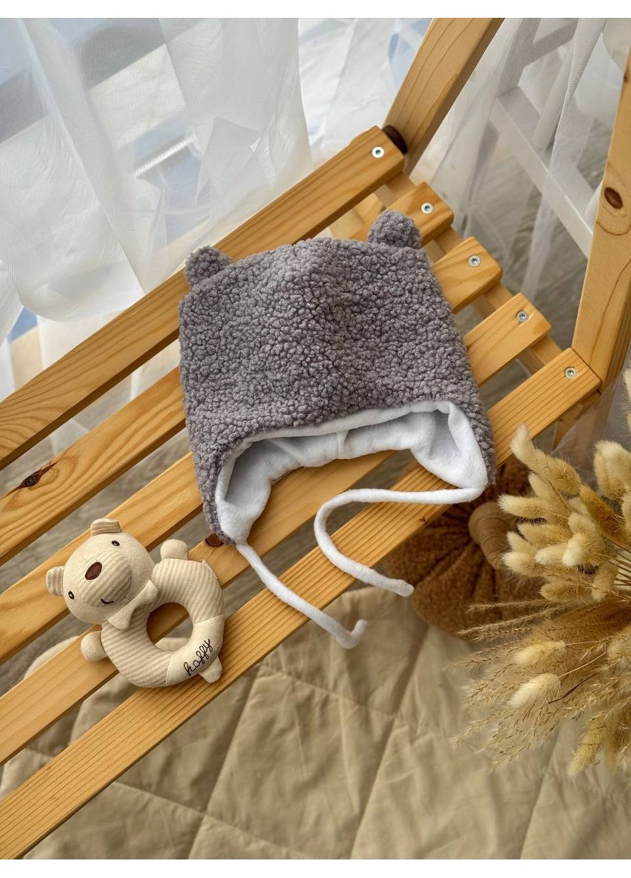 Детская теплая зимняя шапочка Teddy No Brand шапка із завязками (369653356)
