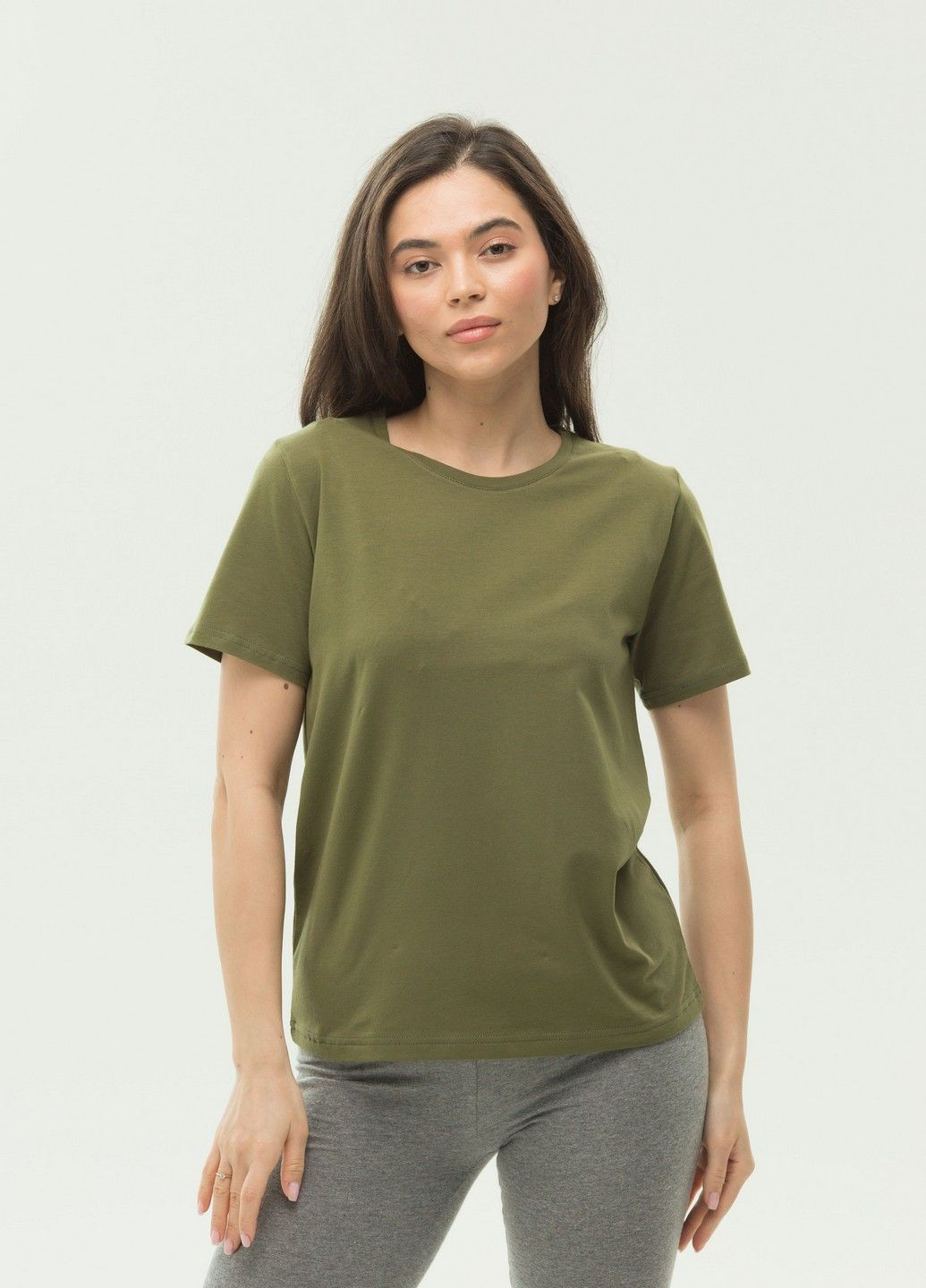 Оливковая всесезон футболка женская Наталюкс 41-2357