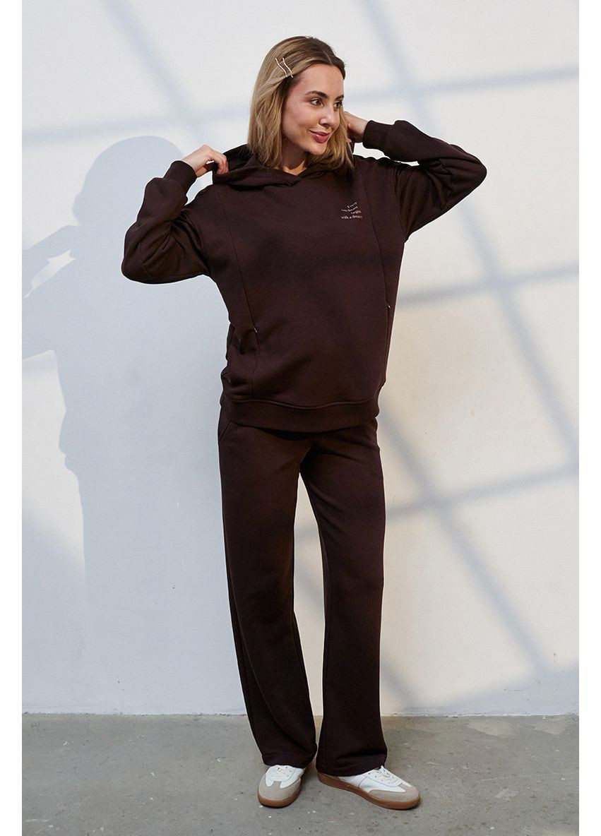 Брюки для беременных с бандажным и высоким поясом шоколадные Юла мама (352539046)