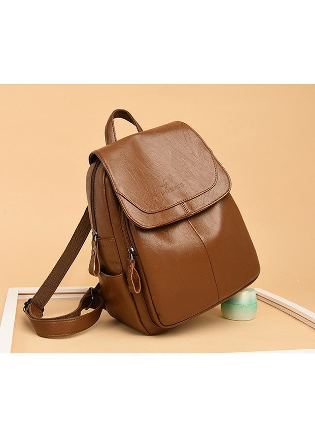 Жіночий рюкзак міський Кенгуру коричневий з екошкіри для повсякденного використання невеликий рюкзачок для дівчат ProDobro (363136220)