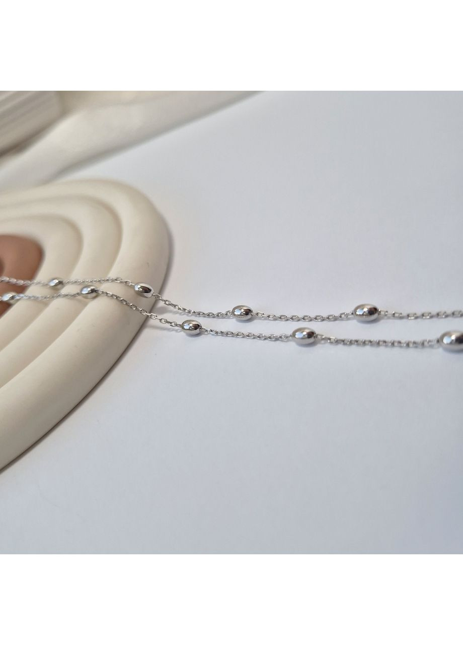 Срібне кольє ланцюжок Якір з Діжечками см срібло 925 проби Родоване 274р2/45 3.20г No Brand (360964412)