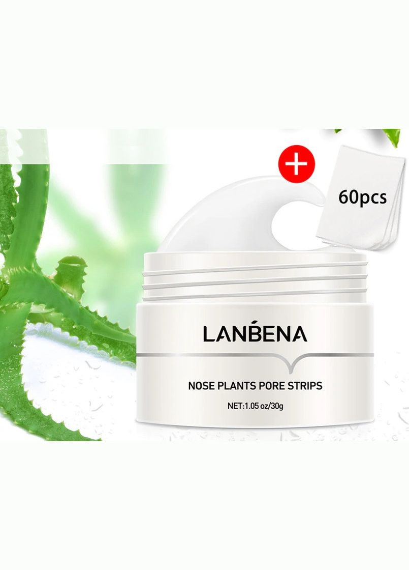 Маска від вугрів і чорних крапок для обличчя 30г+60 смужок LANBENA (313262430)