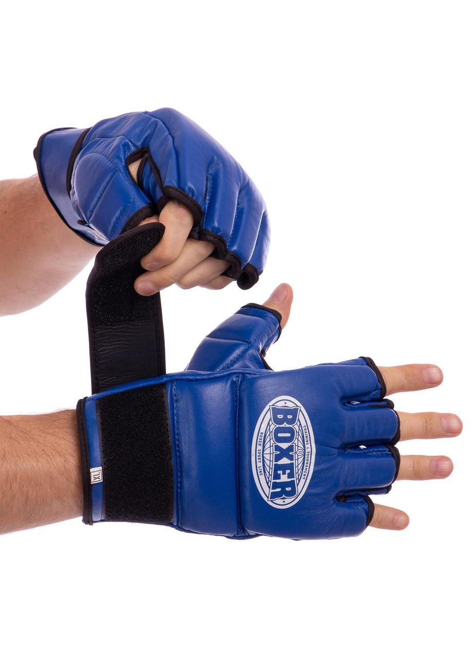 Перчатки для смешанных единоборств MMA кожаные (р-р, ) (5020_Синий_XL) Boxer (354702818)