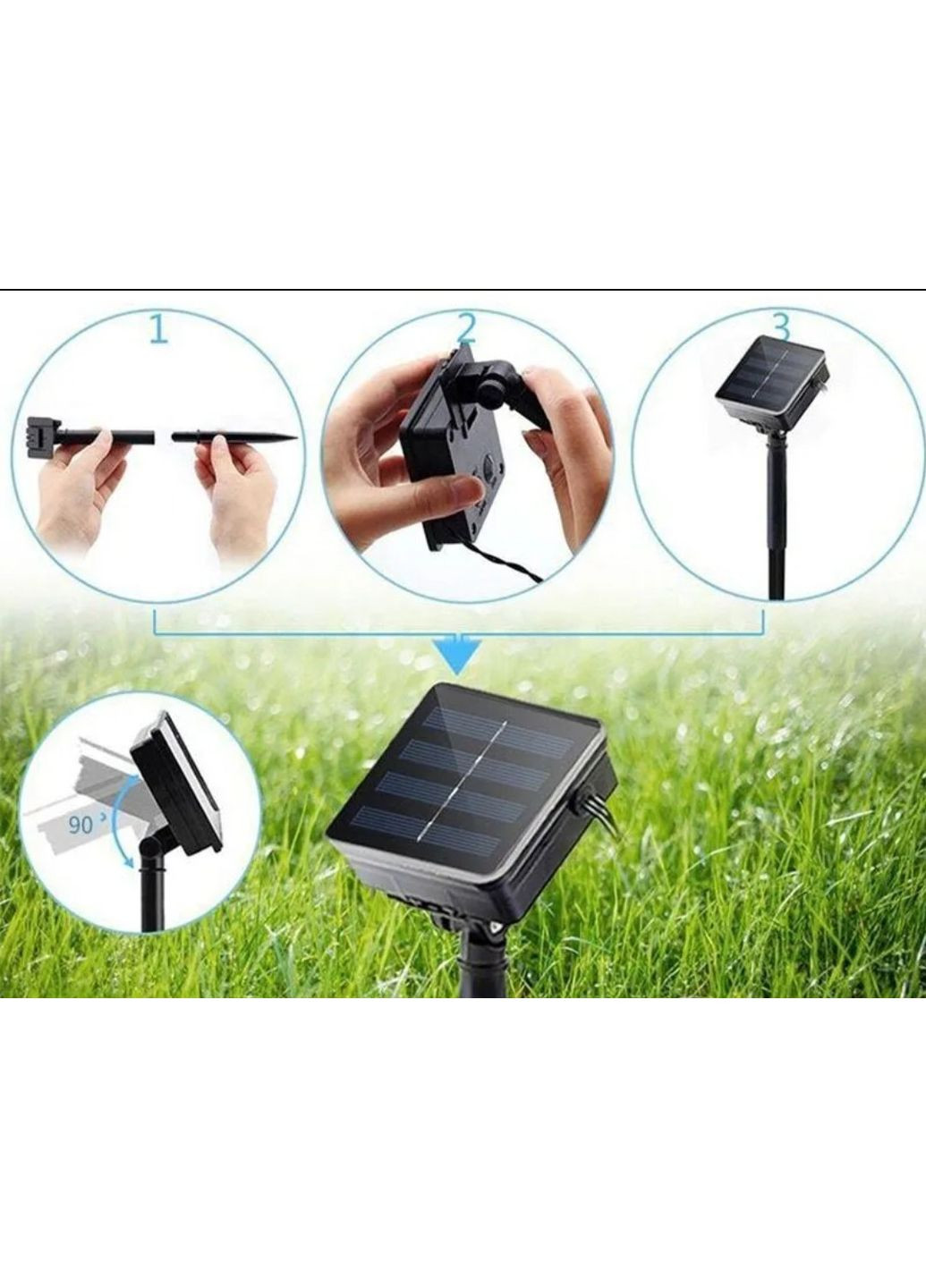 Гирлянда уличная на солнечной батарее теплый белый цвет 22м 200 LED ламп No Brand (369616846)