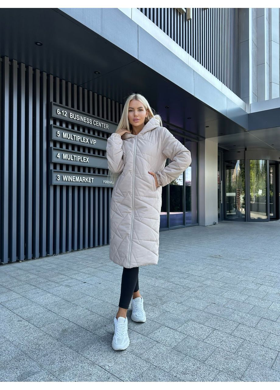 Бежева зимня подовжена жіноча куртка — тепла та легка No Brand