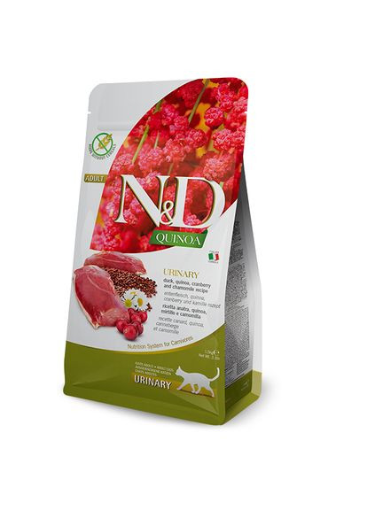 Сухий корм N&D Quinoa Urinary, Duck & Cranberry для кішок, від сечокам'яної хвороби, качка, 1.5 кг (*) Farmina (304424566)