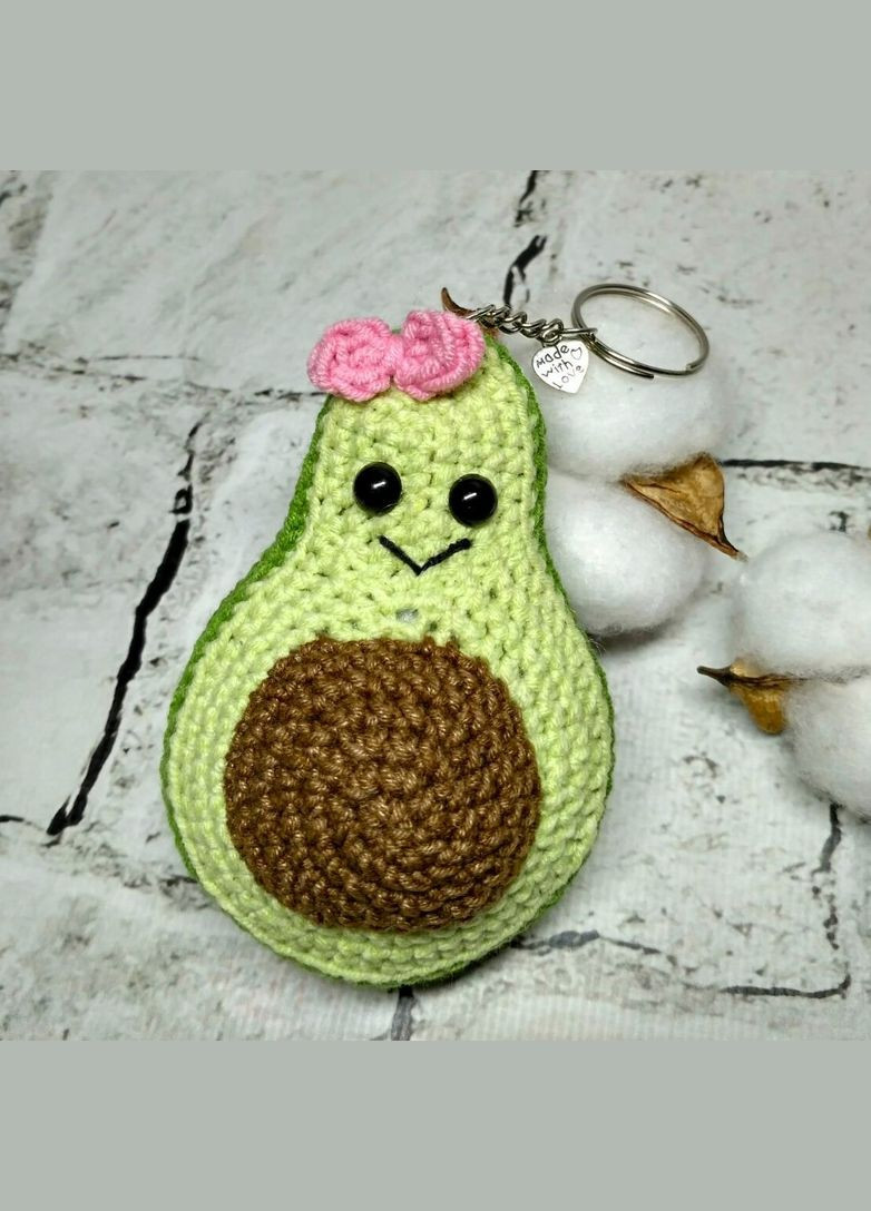 Брелок Авокадо девочка игрушка вязаная ручной работы амигуруми Hand Made 10х6 см Зеленый No Brand (326051634)
