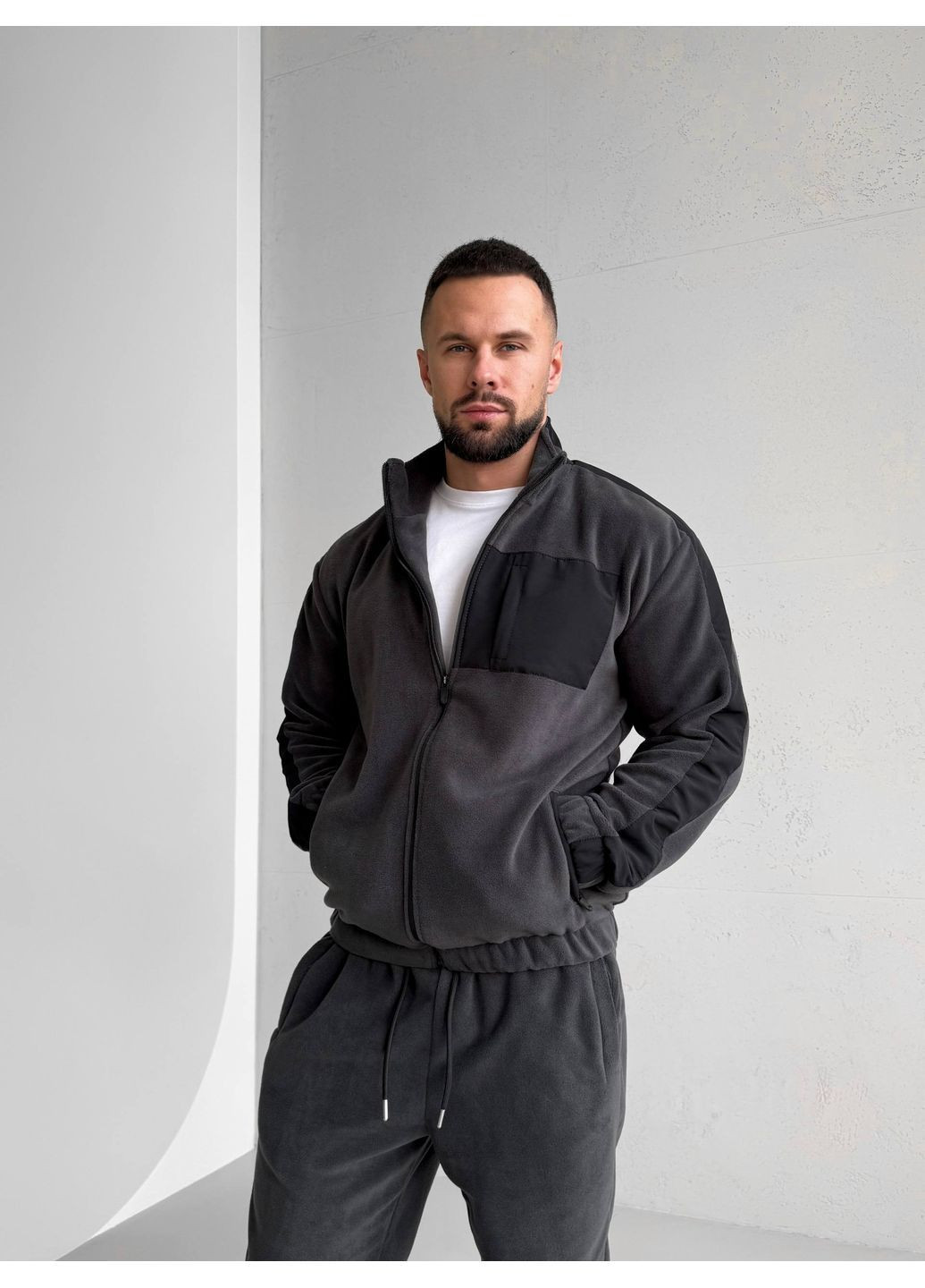 Зимовий чоловічий костюм Move фліс полар графіт No Brand (365716047)